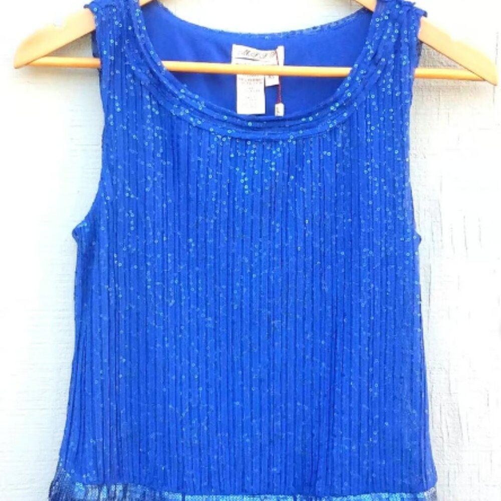 Max Studio  Sequin Tank Top Blouse Blue